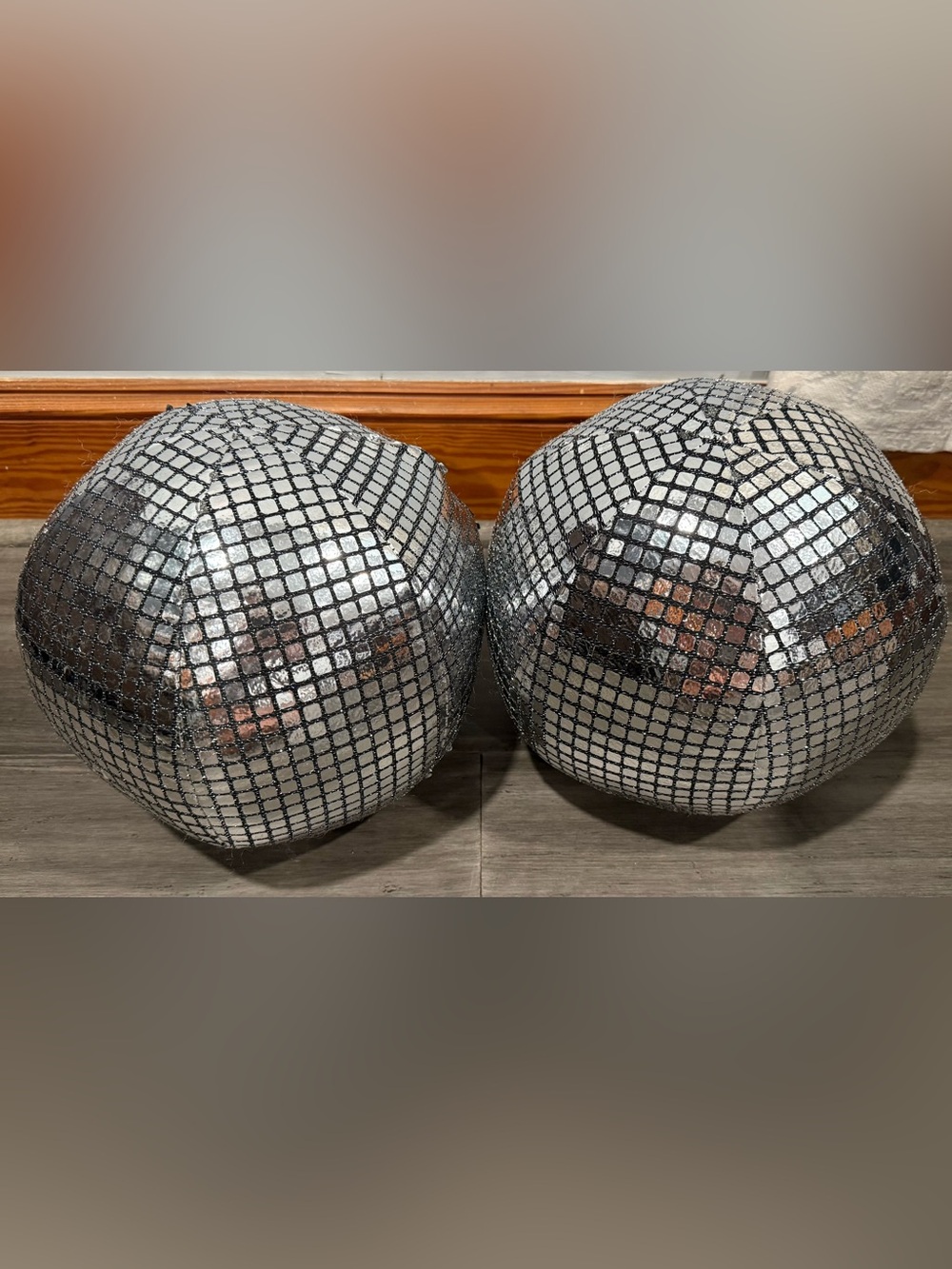 Silver Sequin Pouf Ottoman/Couch Pillows-Disco Balls.